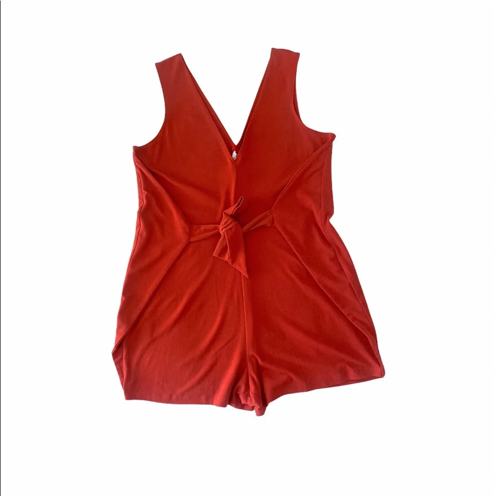 BCBGeneration Orange Waist Tie Romper
